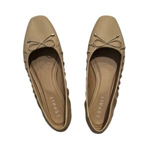 Esprit Tan Flats with Bow Detail and Suede Finish
